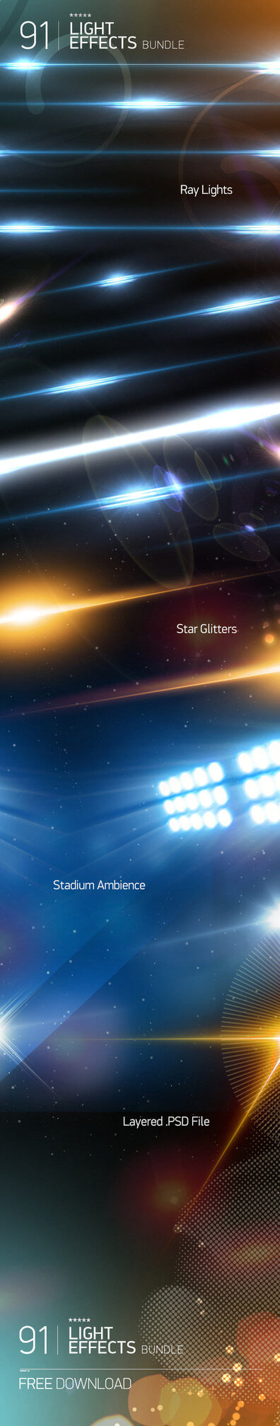 Free 91 Light effects bundle psd template