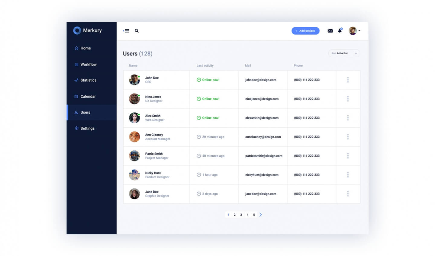 Free UI Kit Merkury Dashboard - statistics