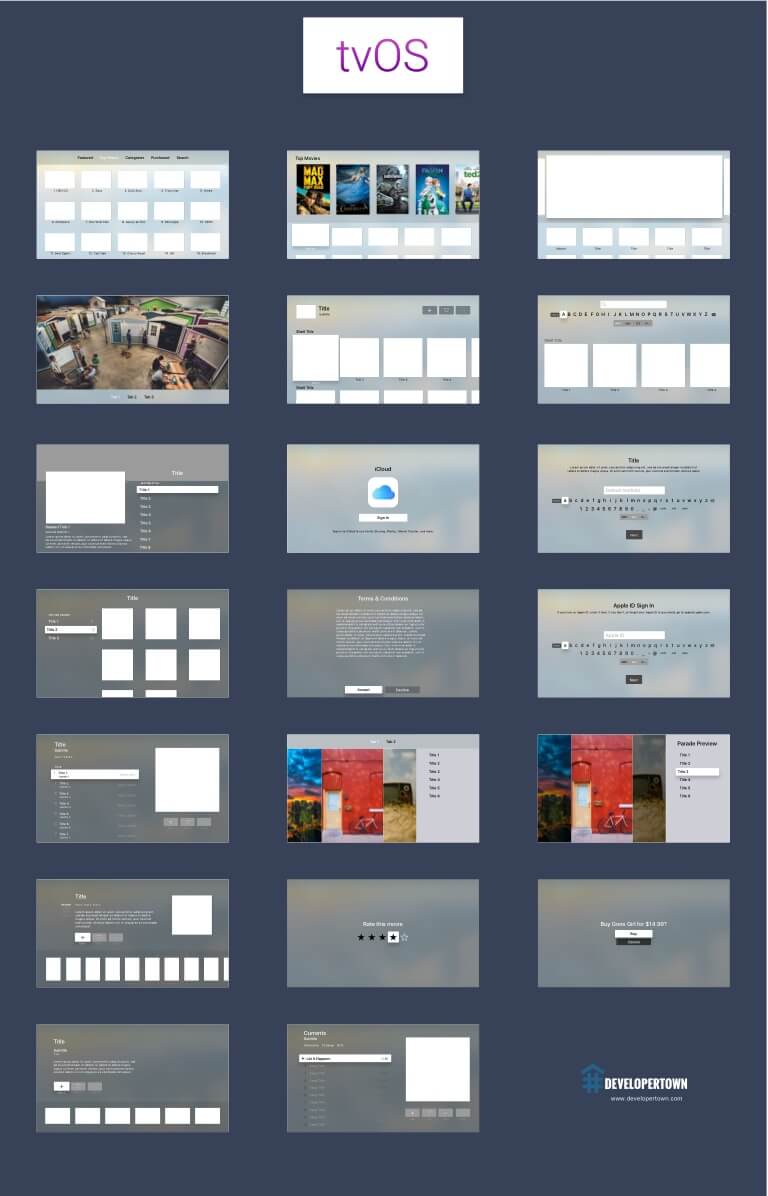 Apple TV OS UI mockup kit